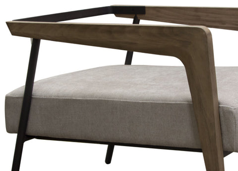 Blair Accent Chair, Grey Fabric With Curved Wood Leg Detail By Diamond Sofa