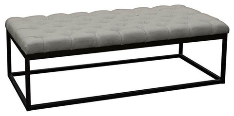 Mateo Black Powder Coat Metal Linen Tufted Bench, Gray, Large By Diamond Sofa