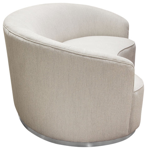 Raven Sofa in Light Cream Fabric w/ Brushed Silver Accent Trim By Diamond Sofa