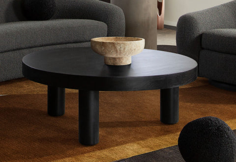 Rune 42" Round Cocktail Table in Black Finish By Diamond Sofa