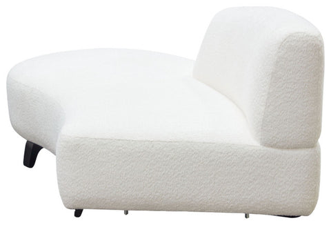 Vesper Curved Armless Left Chaise, Faux White Shearling, Black Wood Leg Base By Diamond Sofa