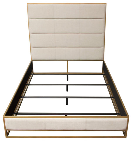Empire Queen Bed With Gold Metal Frame, Sand Fabric By Diamond Sofa