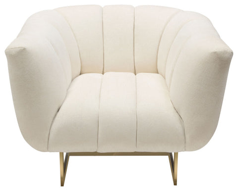 Venus Cream Fabric Chair With Contrasting Pillows and Gold Finished Metal Base By Diamond Sofa
