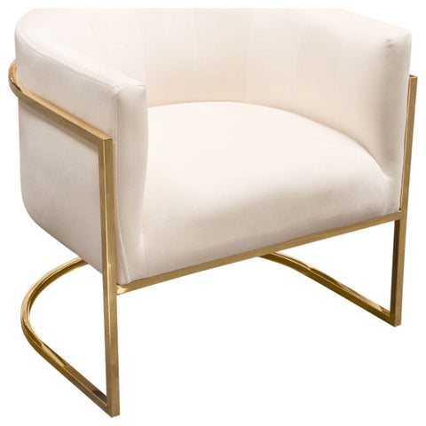 Pandora Accent Chair With Stainless Steel Frame, Cream Velvet By Diamond Sofa