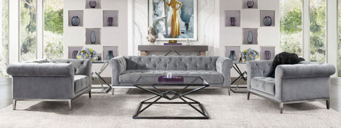 Aria Square Cocktail Table wiith Metal Base, Black By Diamond Sofa