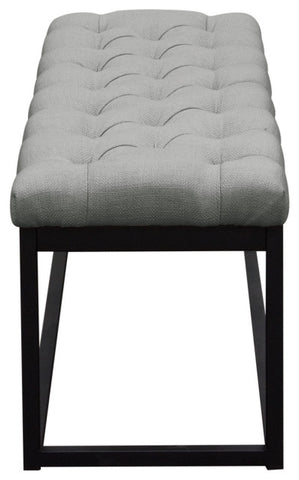 Mateo Black Powder Coat Metal Small Linen Tufted Bench - Grey By Diamond Sofa
