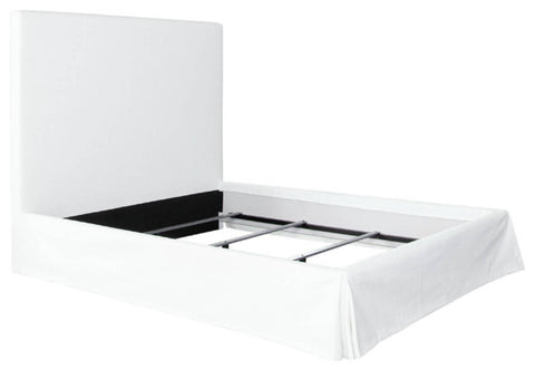 Savannah 58" Queen Slipcover Bed in White Linen Fabric By Diamond Sofa