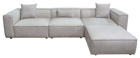 Vice 4PC Modular Sectional in Barley Fabric with Ottoman By Diamond Sofa