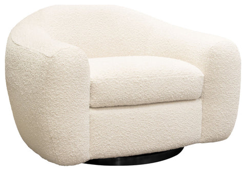 Pascal Swivel Chair in Bone Boucle Textured Fabric Contoured Arms & Back By Diamond Sofa