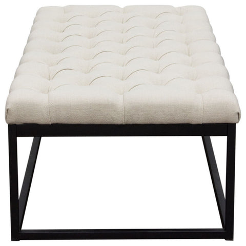 Mateo Black Powder Coat Metal Large Linen Tufted Bench - Desert Sand Linen By Diamond Sofa
