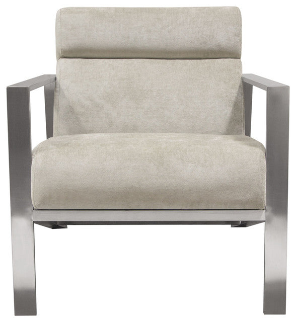 La Brea Accent Chair, Champagne Fabric With Brushed Stainless Steel Frame By Diamond Sofa