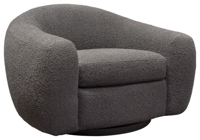 Pascal Swivel Chair With Boucle Textured Fabric, Charcoal By Diamond Sofa