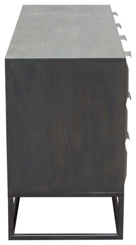 Spectrum 6-Drawer Solid Mango Wood Dresser, Smoke Gray, Gun Metal Finished Legs By Diamond Sofa