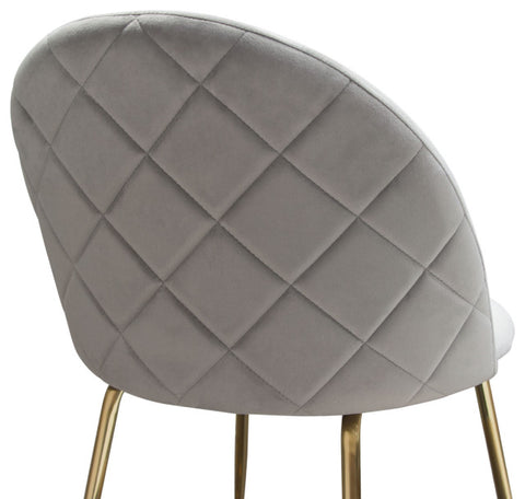 Lilly Set of (2) Dining Chairs in Grey Velvet Brushed Gold Metal Legs By Diamond Sofa