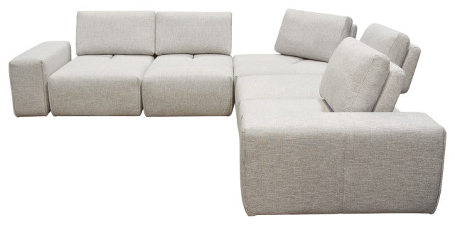 Modular 5Seater Corner Sectional with Adjustable Backrests in Light Brown Fabric By Diamond Sofa