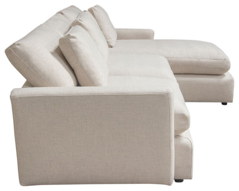 Arcadia 2PC Reversible Chaise Sectional Feather Down Seating in Cream Fabric By Diamond Sofa