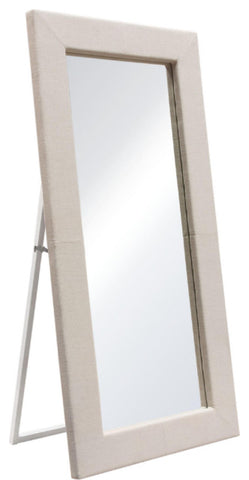 Luxe Free-Standing Mirror in Sand Linen Fabric By Diamond Sofa