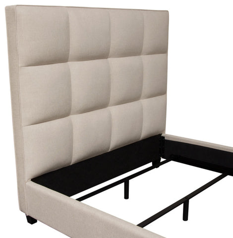 Devon Grid Tufted Eastern King Bed, Sand Fabric By Diamond Sofa