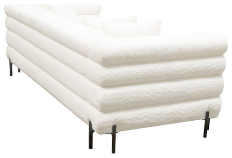 Vox Sofa, Faux White Shearling, Black Powder Metal Legs By Diamond Sofa
