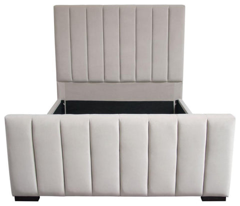 Venus Vertical Channel Tufted Queen Bed, Light Gray Velvet By Diamond Sofa