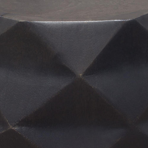 Fig Solid Mango Wood Accent Table in Grey Finish w/ Geometric Motif By Diamond Sofa