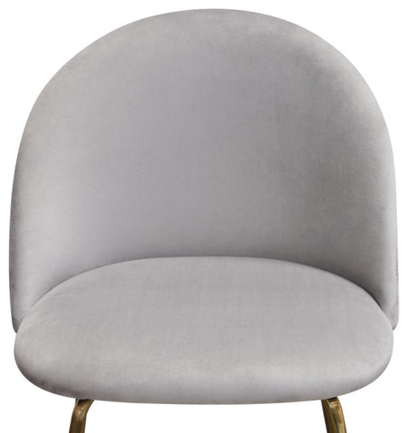 Set of 2 Counter Height Chairs, Gray Velvet With Brushed Gold Metal Legs By Diamond Sofa