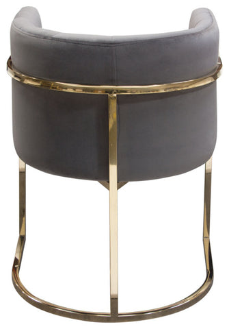 Pandora Dining Chair in Grey Velvet with Polished Gold Frame By Diamond Sofa