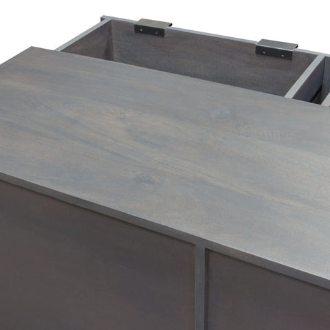 Spectrum 6-Drawer Solid Mango Wood Dresser, Smoke Gray, Gun Metal Finished Legs By Diamond Sofa