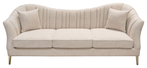 Ava Sofa in Sand Linen Fabric Gold Leg By Diamond Sofa