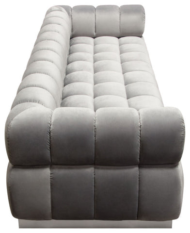 Image Low Profile Sofa in Platinum Grey Velvet Brushed Silver Base By Diamond Sofa