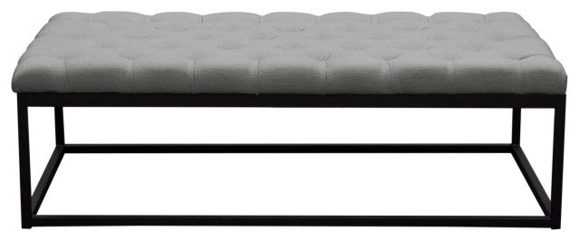 Mateo Black Powder Coat Metal Large Linen Tufted Bench - Grey By Diamond Sofa
