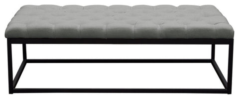 Mateo Black Powder Coat Metal Large Linen Tufted Bench - Grey By Diamond Sofa