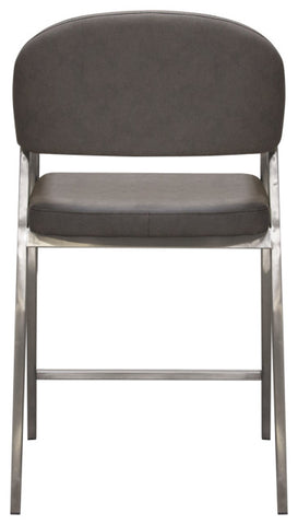 Counter Height Chairs, Set of 2, Gray Leatherette, Brushed Steel Leg By Diamond Sofa