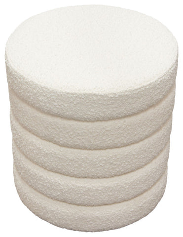Helix Round Accent Ottoman in Ivory Boucle fabric By Diamond Sofa