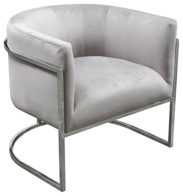 Pandora Accent Chair With Stainless Steel Frame, Gray Velvet By Diamond Sofa