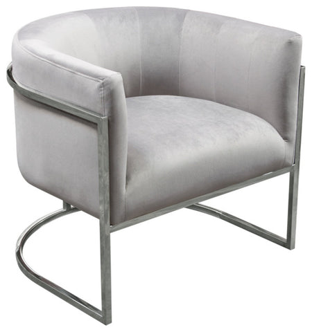 Pandora Accent Chair With Stainless Steel Frame, Gray Velvet By Diamond Sofa