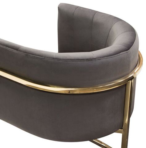 Pandora Dining Chair in Grey Velvet with Polished Gold Frame By Diamond Sofa