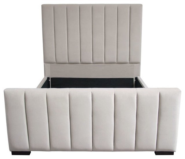 Diamond Sofa Venus Vertical Channel Tufted Upohlstered Platform Bed, Light Gray By Diamond Sofa