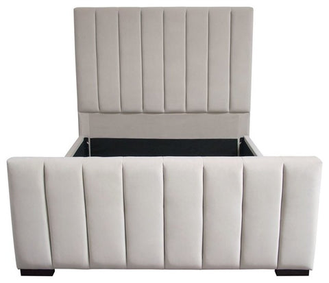 Diamond Sofa Venus Vertical Channel Tufted Upohlstered Platform Bed, Light Gray By Diamond Sofa