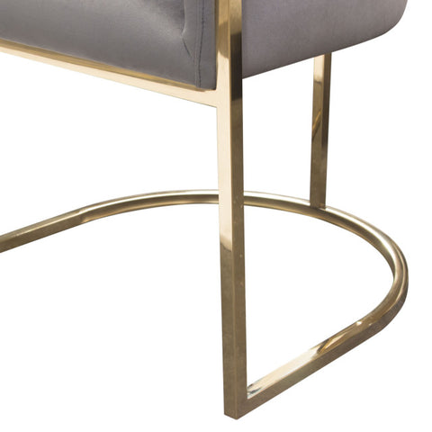 Pandora Dining Chair in Grey Velvet with Polished Gold Frame By Diamond Sofa