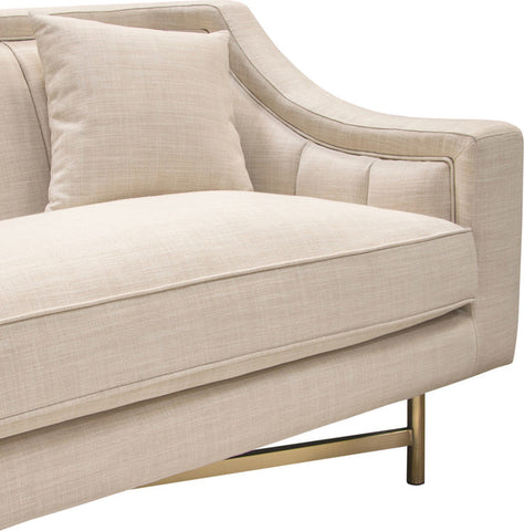 Diamond Sofa Croft Fabric Sofa, Sand Linen Fabric, Gold Metal Criss-Cross Frame By Diamond Sofa