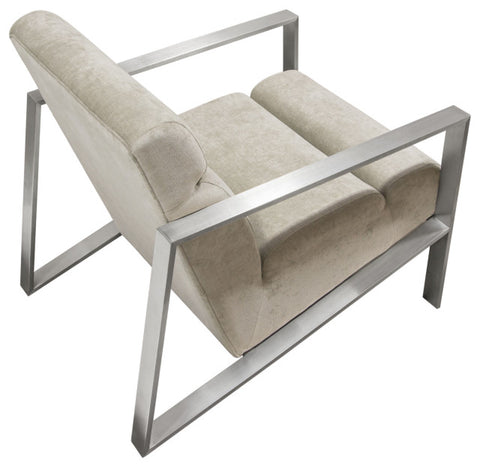 La Brea Accent Chair in Champagne Fabric with Brushed Stainless Steel Frame By Diamond Sofa