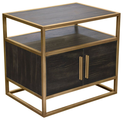 Empire 2-Door End Table With Gold Metal Frame, Dark Brown By Diamond Sofa