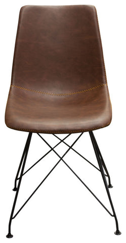 Theo Set of (4) Dining Chairs in Chocolate Leatherette Black Metal Base By Diamond Sofa