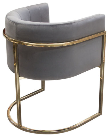 Pandora Dining Chair in Grey Velvet with Polished Gold Frame By Diamond Sofa