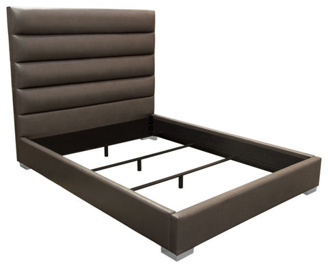 Bardot Channel Tufted Eastern King Bed in Elephant Grey Leatherette By Diamond Sofa