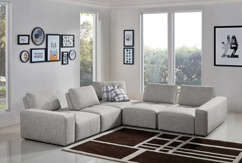 Jazz Modular 5 Seater Corner Sectional With Adjustable Backrest, Light Brown By Diamond Sofa