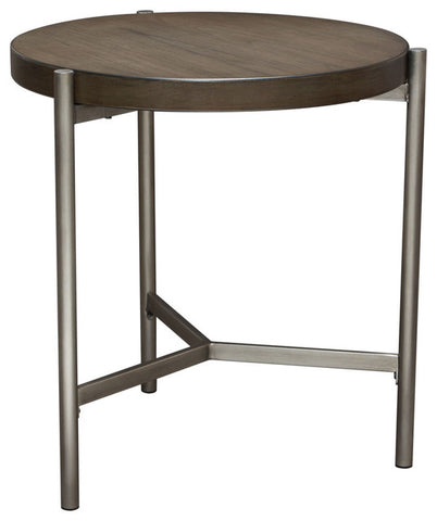 Diamond Sofa Atwood 22" Round End Table With Gray Oak Veneer Top By Diamond Sofa