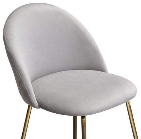 Lilly Set of 2 Counter Height Chairs, Gray Velvet With Brushed Gold Metal Legs By Diamond Sofa