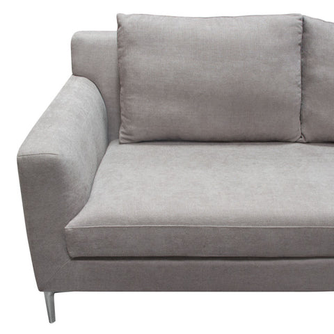 Seattle Loose Back Sofa in Grey Polyester Fabric Polished Silver Metal Leg By Diamond Sofa
